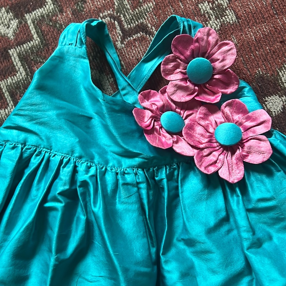 Lola et Moi pure silk teal dress 2t